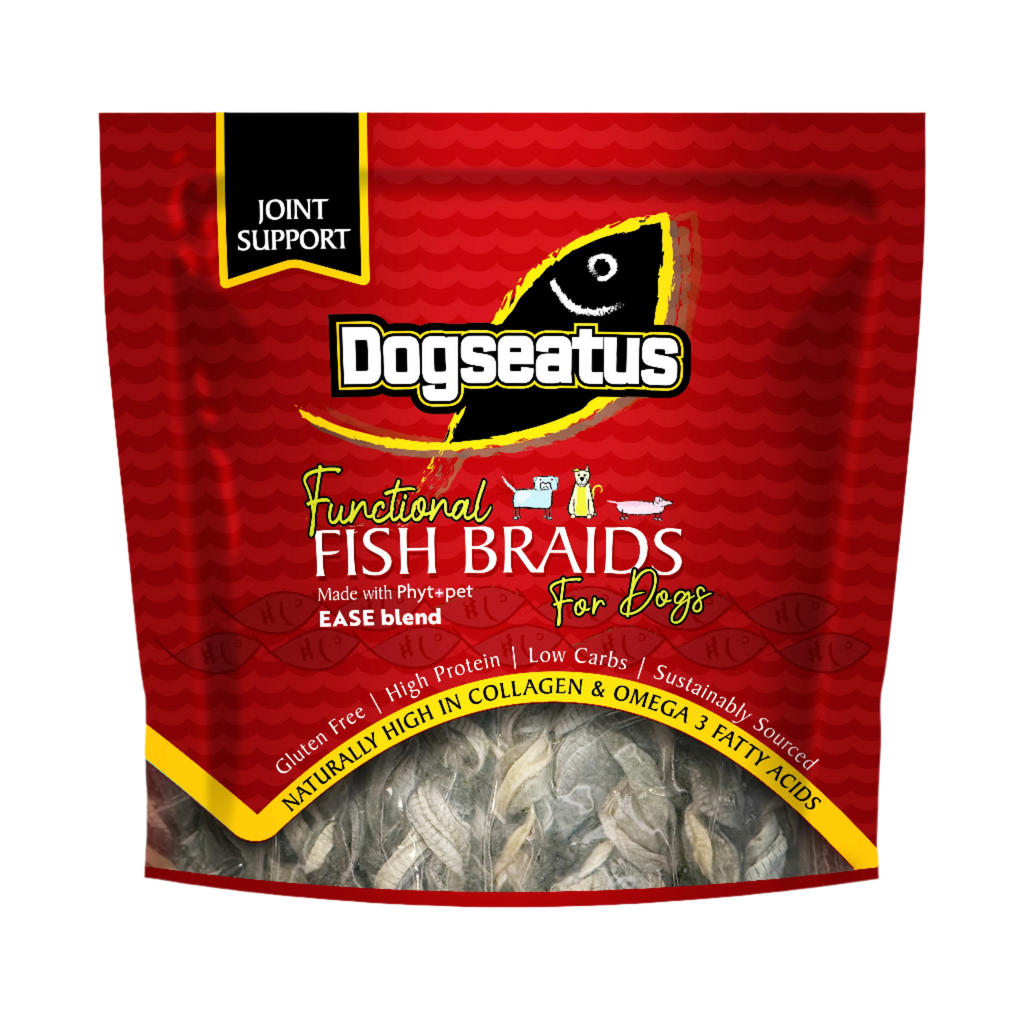 Pet Natural Dogeatus Fish Skin Treats - Joint Support Herb Mix Braids - 500g
