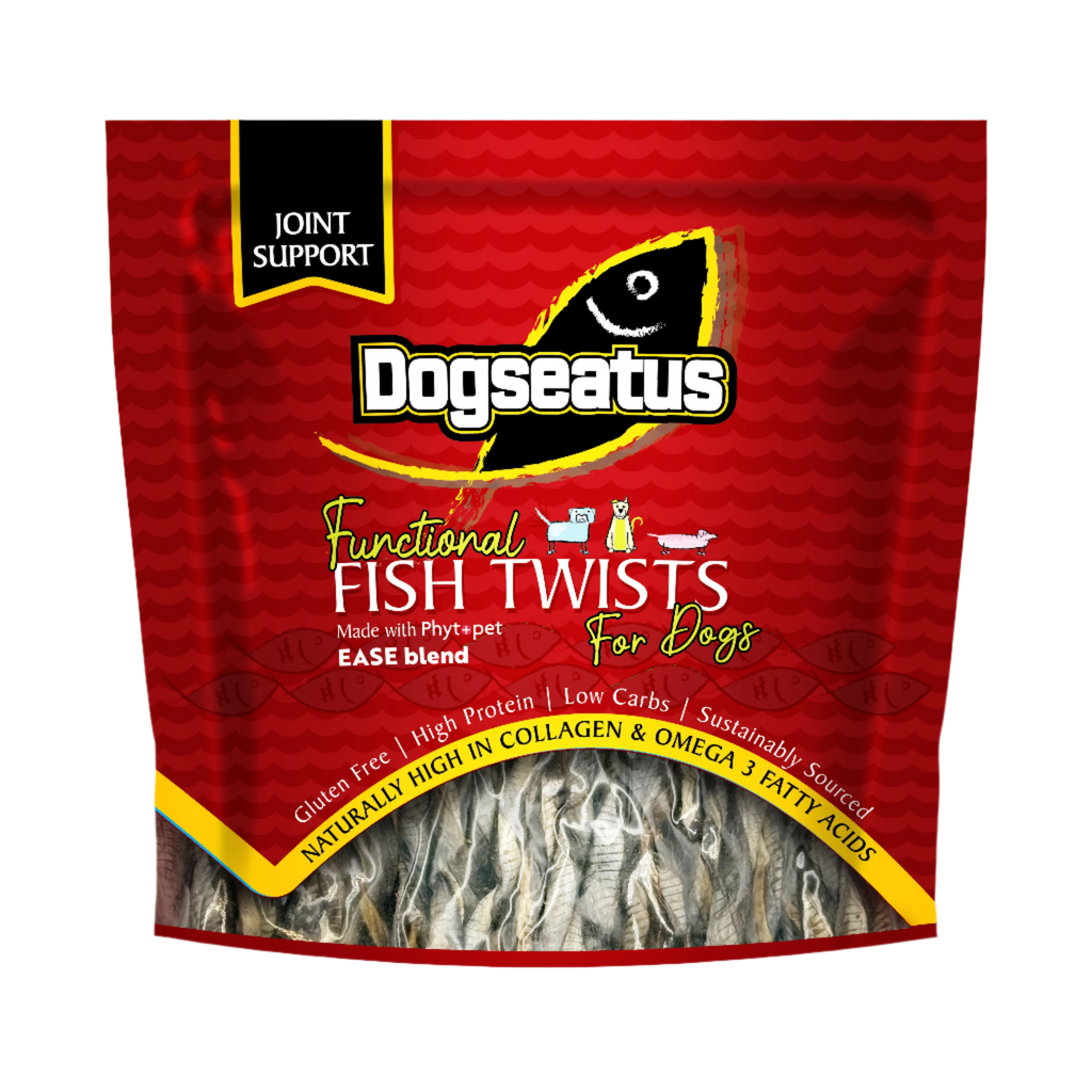 Pet Natural Dogeatus Fish Skin Treats - Joint Support Herb Mix Twists - 500g